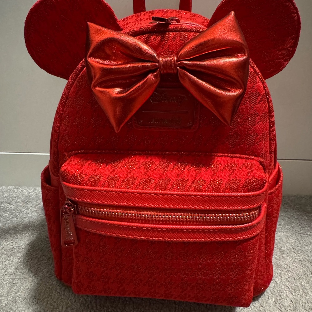Loungefly Minnie Mouse Red Glitter Tonal Mini Backpack - NWT